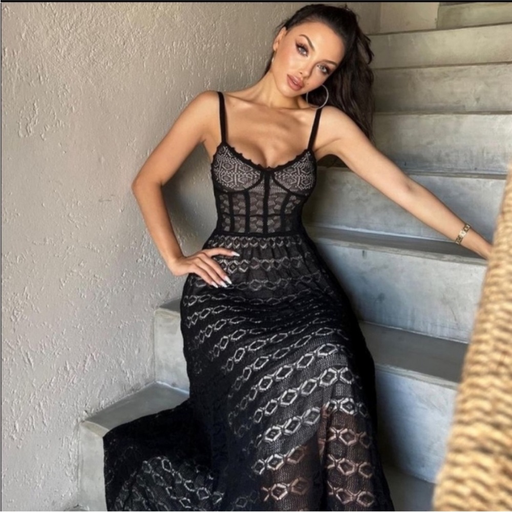 Zara Black Lace Maxi Dress